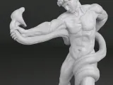 Athlete Wrestling with a Python Statue-0