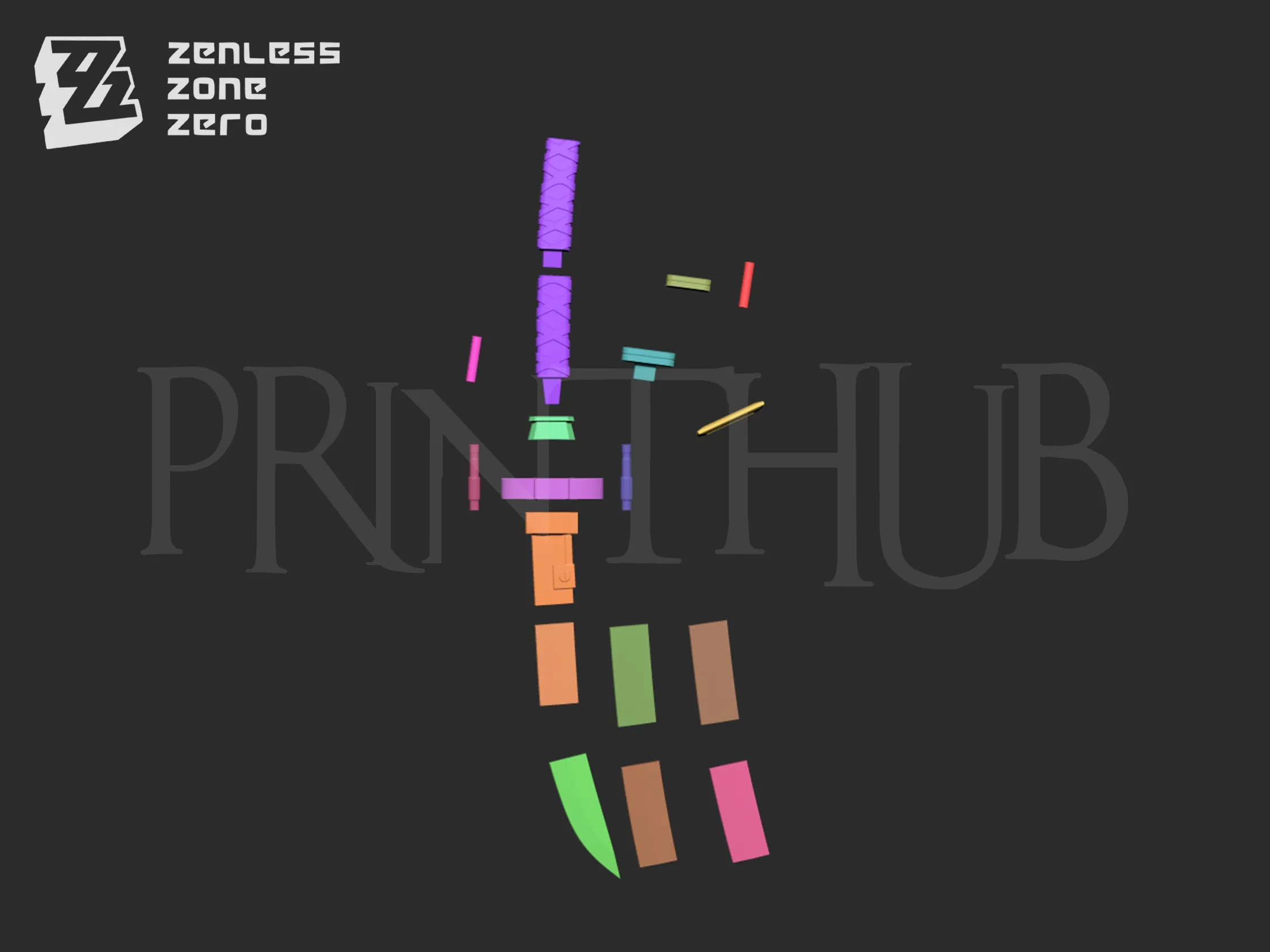Hoshimi Miyabi Sword from Zenless Zone Zero Cosplay 3d model