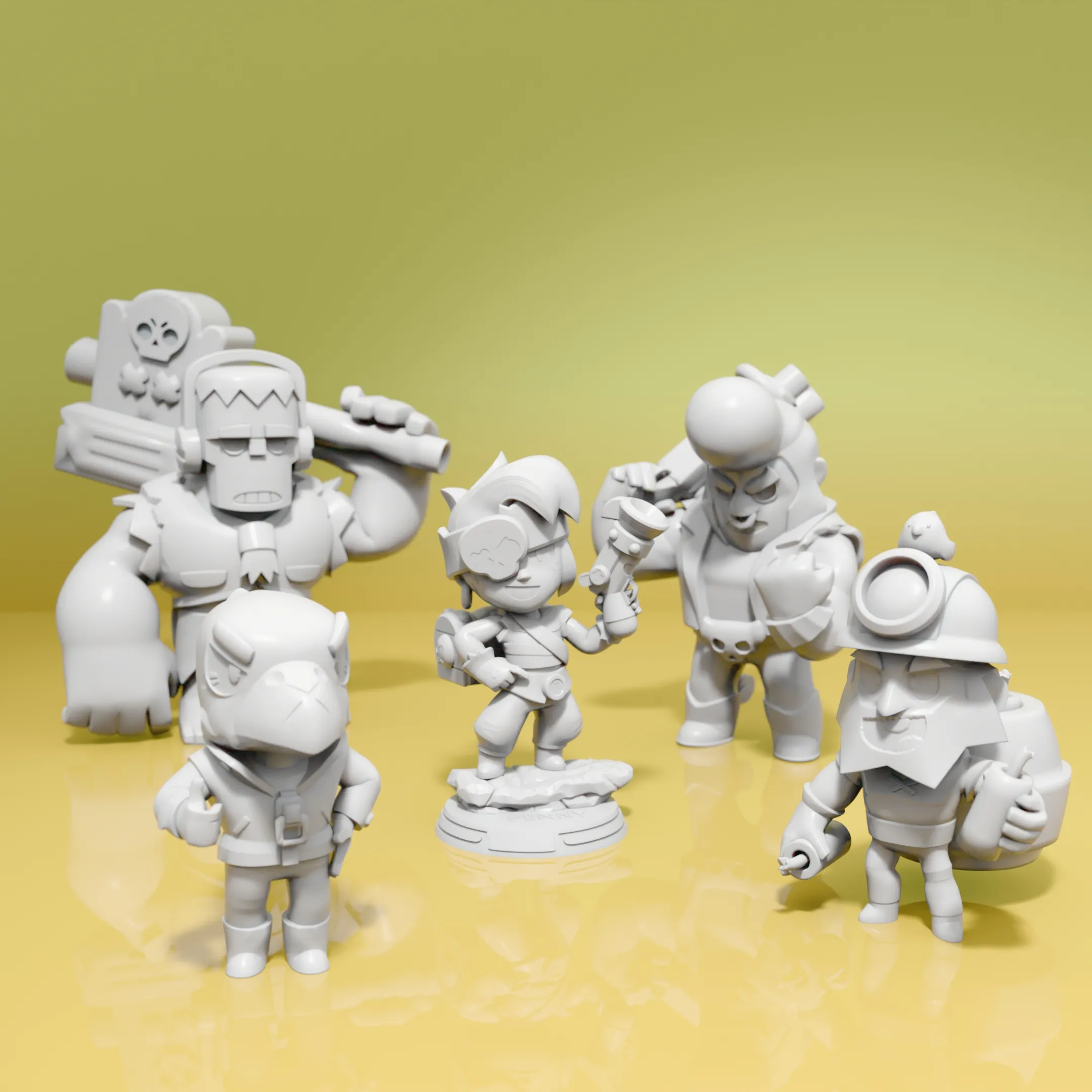 Brawl Stars Collection: Dynamike, Crow, Bull, Frank, and Pen