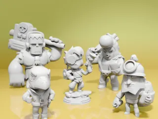Brawl Stars Collection: Dynamike, Crow, Bull, Frank, and Pen