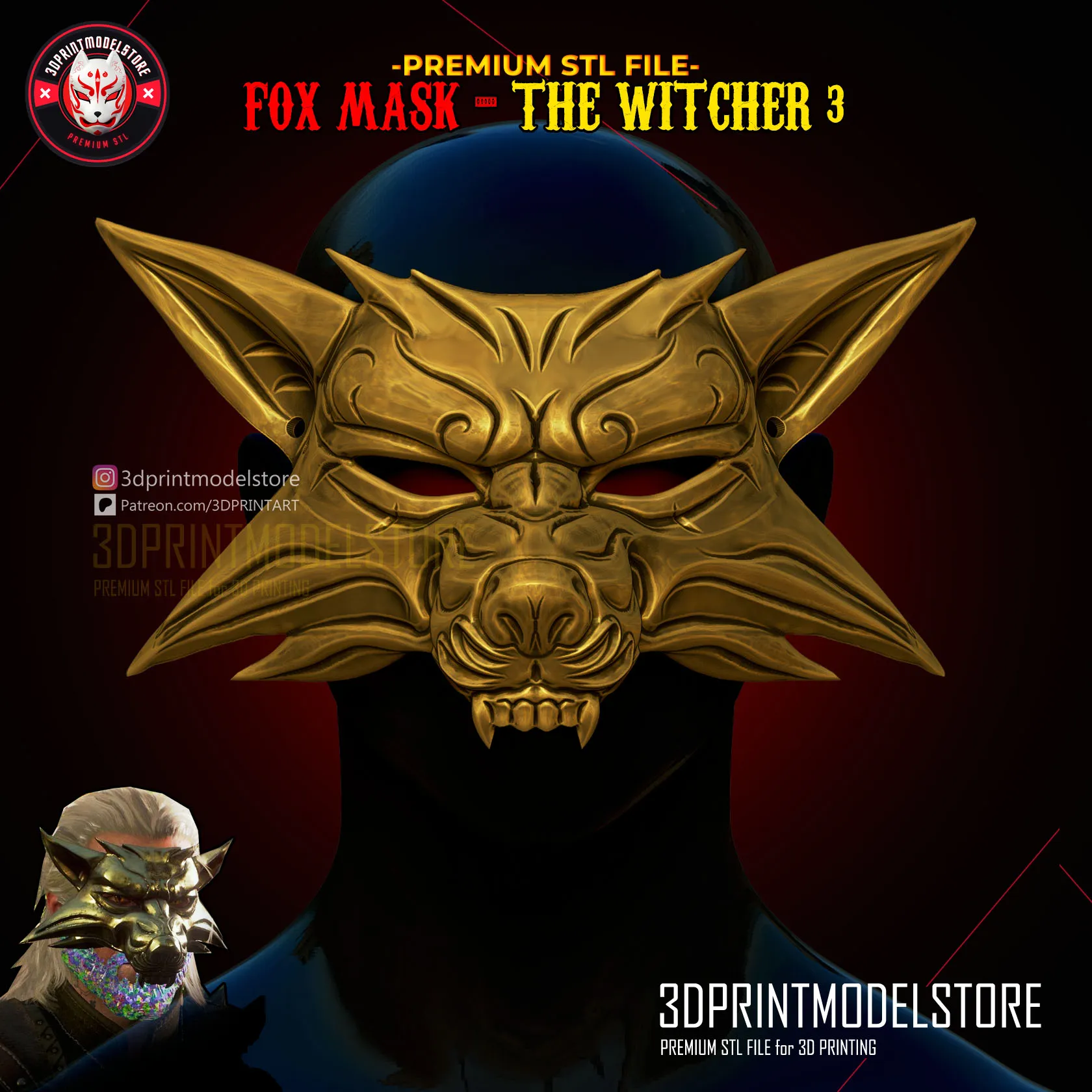 Triss Merigold Fox Mask - The Witcher 3 - Premium STL