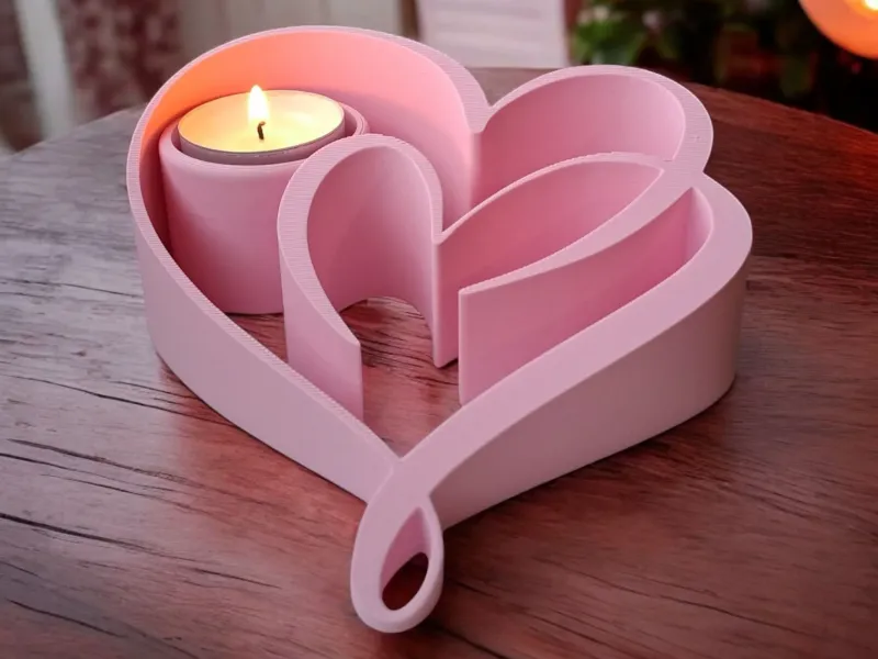 Valentine Gift or Wedding Decor - Candle Holder "Two Hearts"