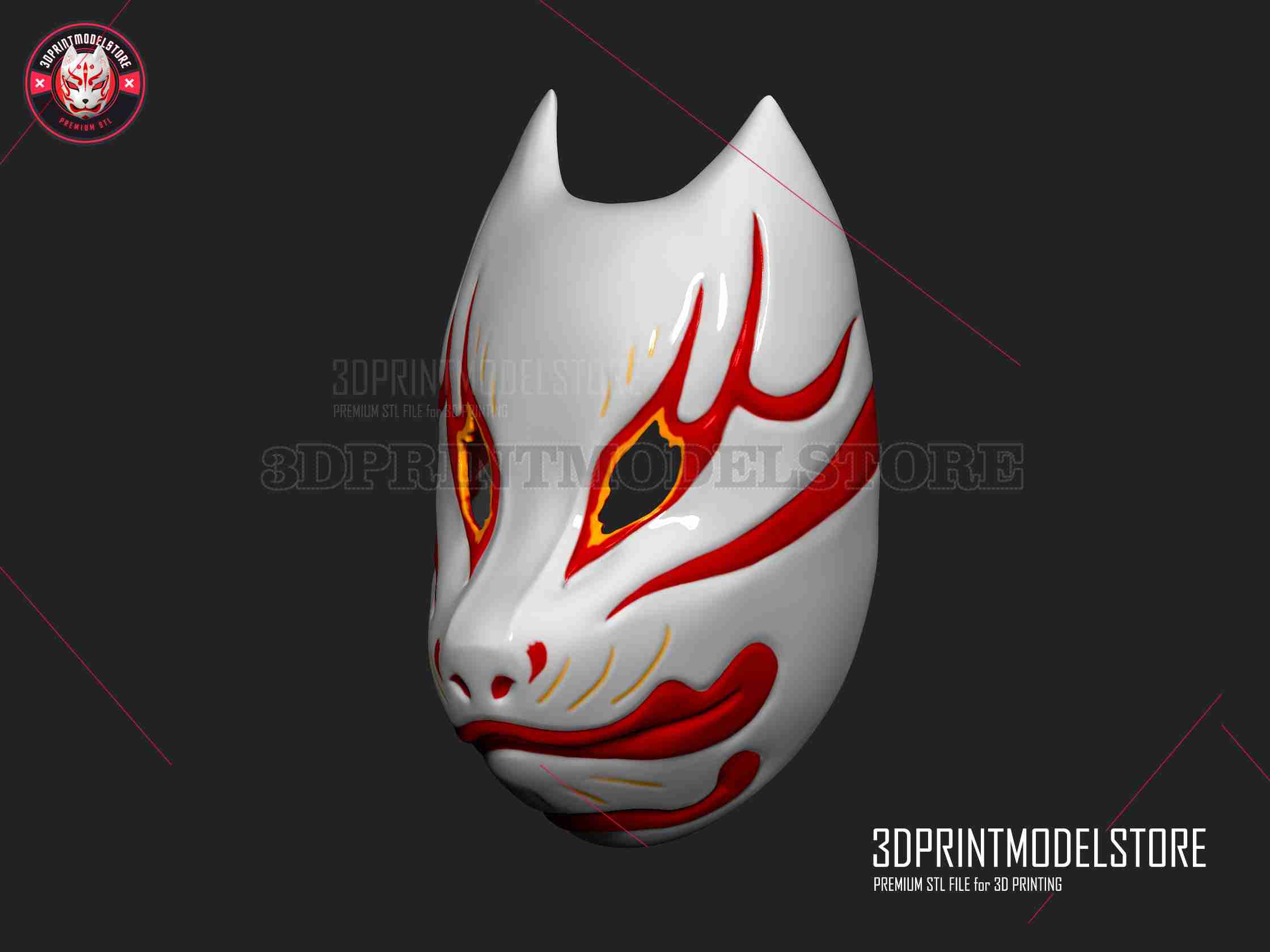 Neon White Mask STL 3D Model (Instant Download) 