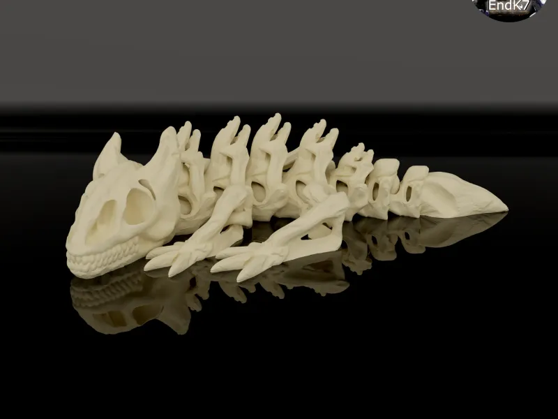 Skeleton Dragon Keychain - Articulated, Print in Place