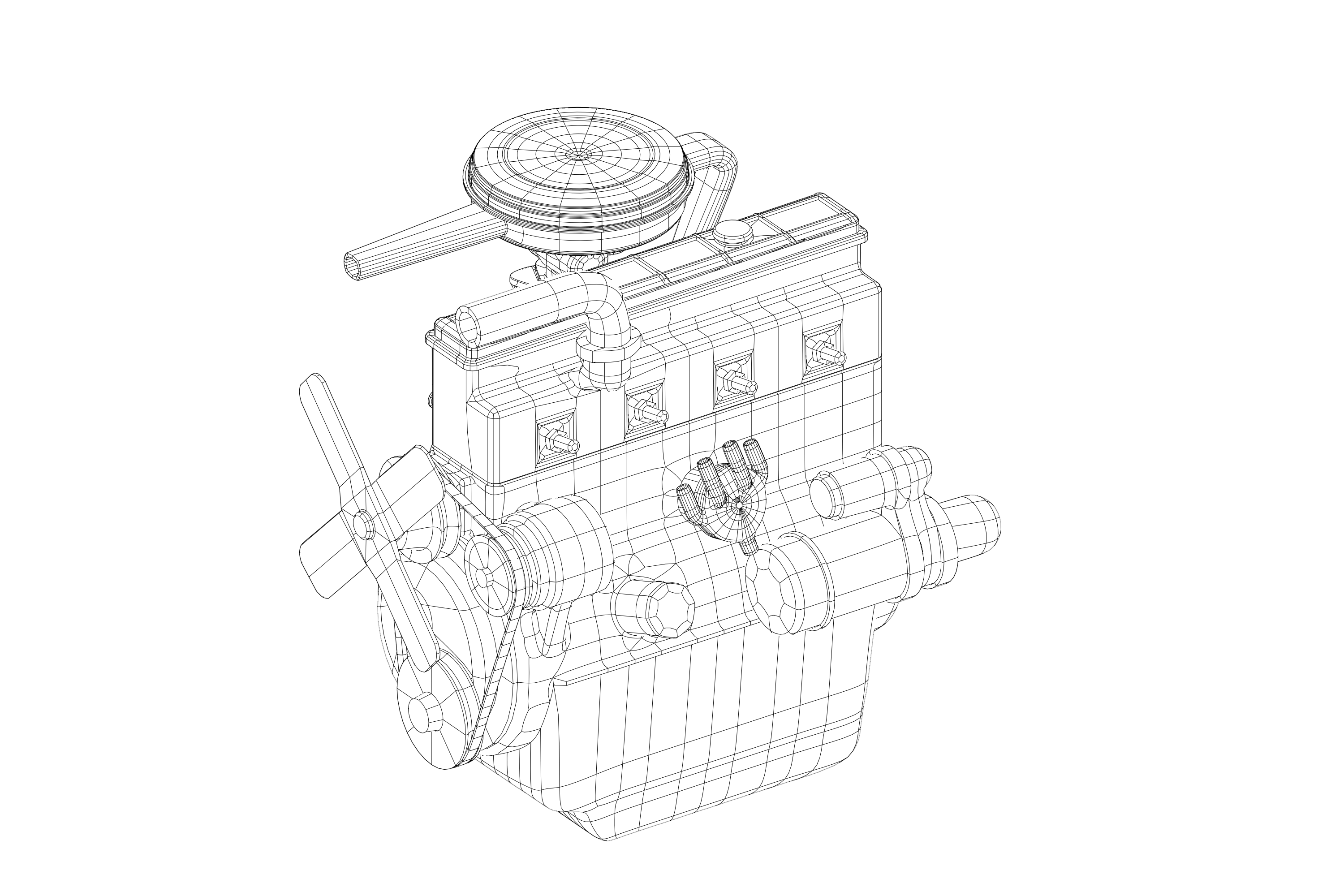 Old straight engine inline engine | 3D models download | Creality Cloud