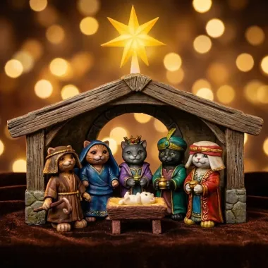 Modular Cat Nativity: Assemble & Paint Set (7 Figures)-0