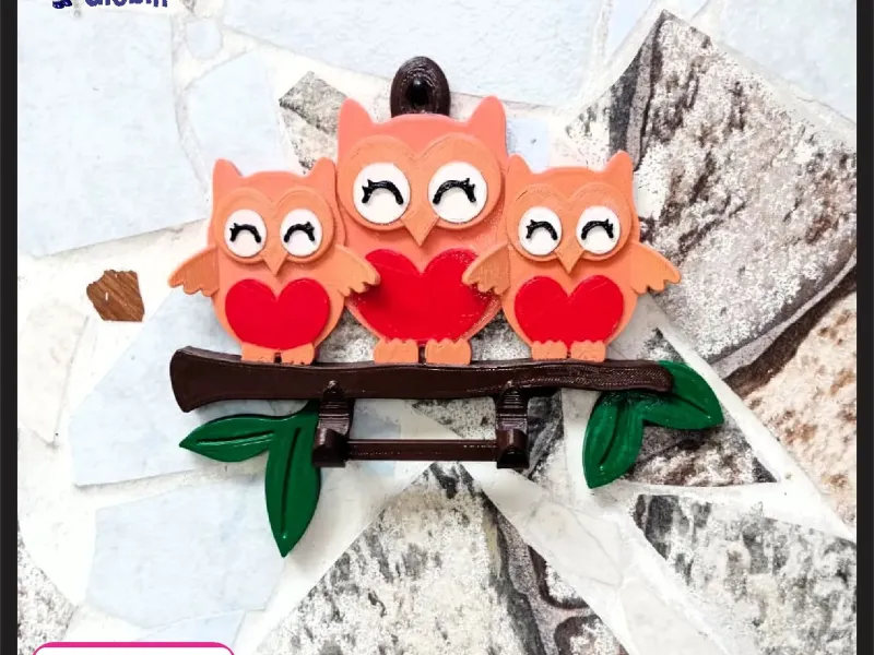 キッチンタオルホルダー - 母フクロウ