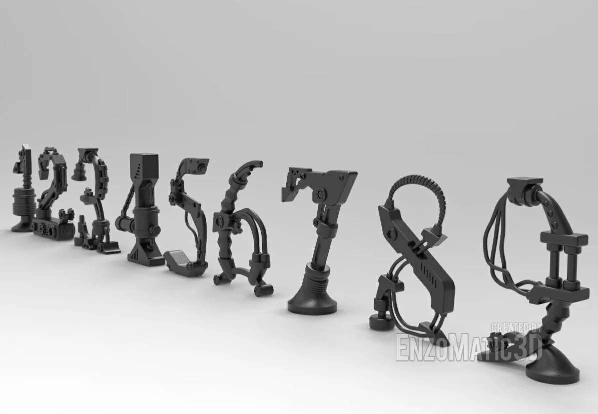 Steampunk numbers 3D STL for 3D printing
