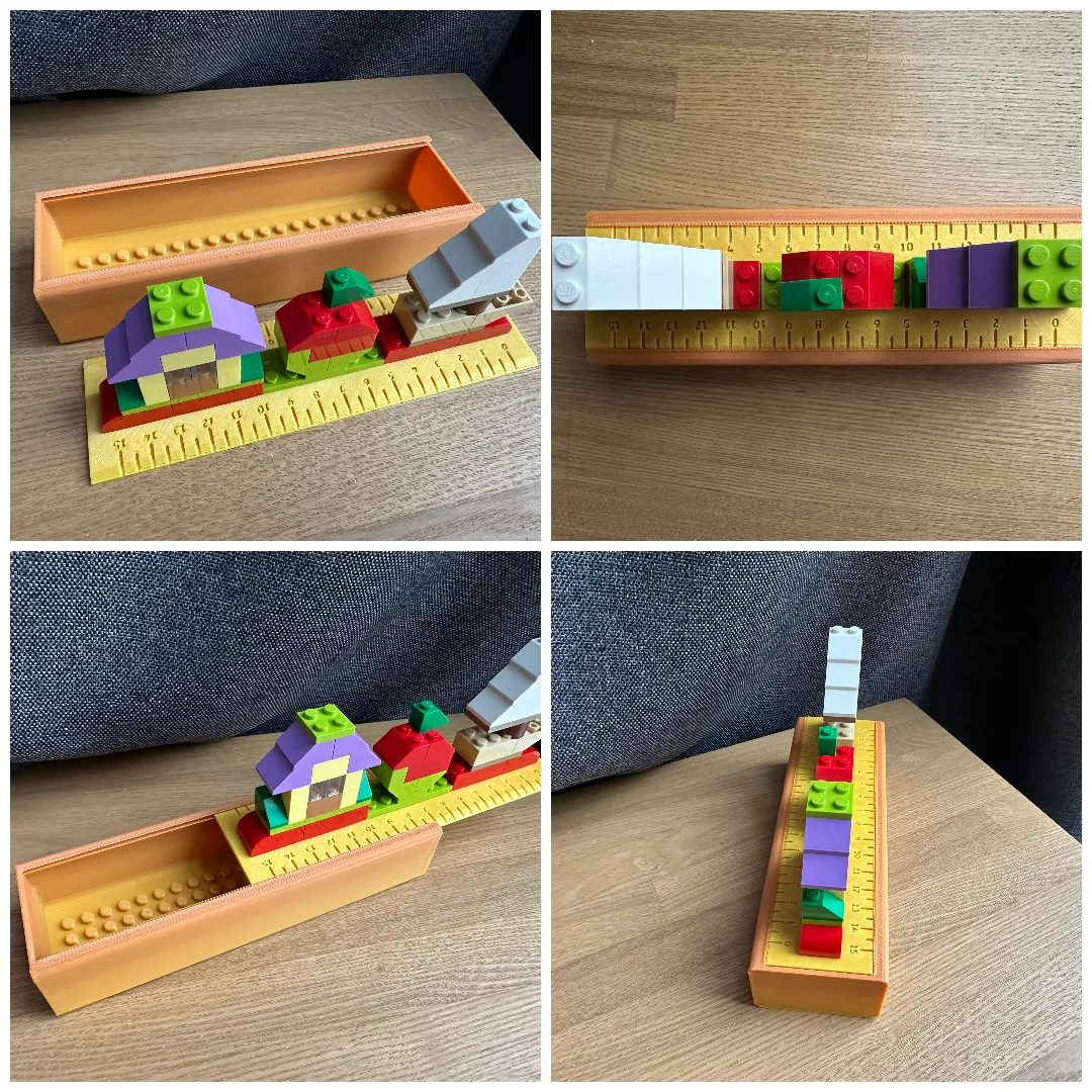 Lego pencil case with ruler lid
