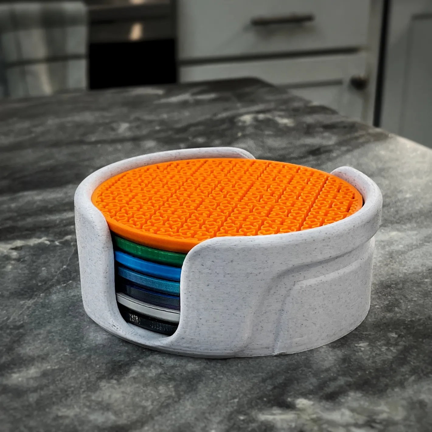 Unique Infill Coaster Set with Custom Holder