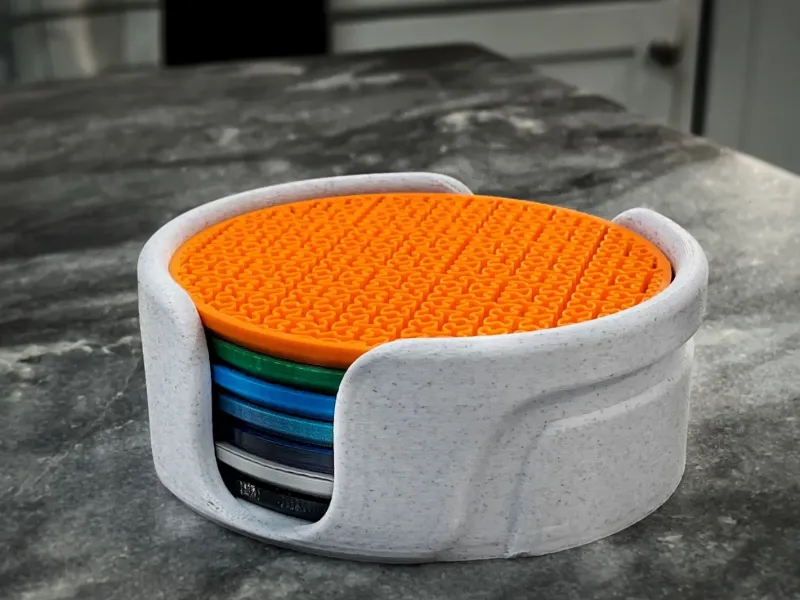 Unique Infill Coaster Set with Custom Holder