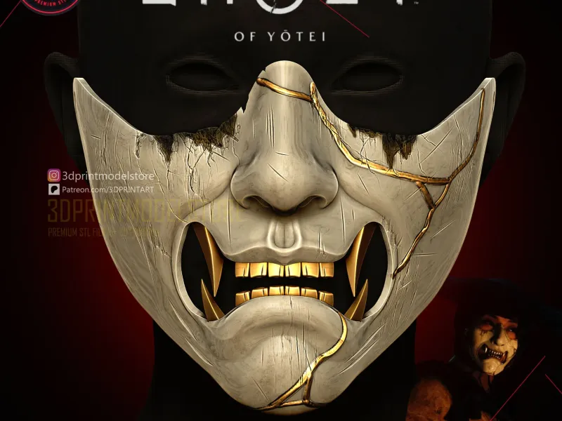 Ghost of Yotei Atsu Mask - Oni Samurai Cosplay