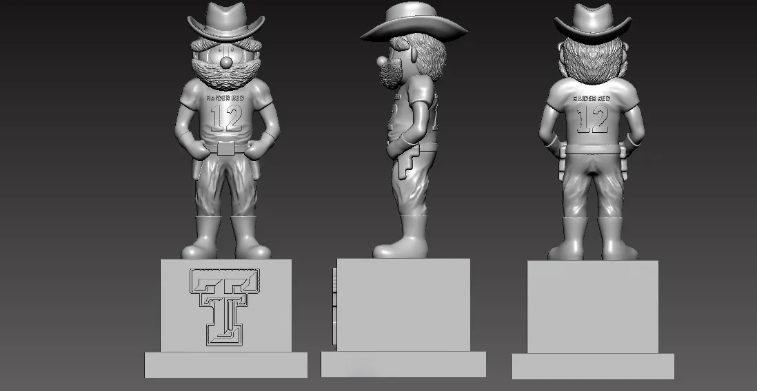 NCAA - ESTÁTUA DA MASCOTE DE FUTEBOL AMERICANO DOS TEXAS TECH RED RAIDERS - 3D PR