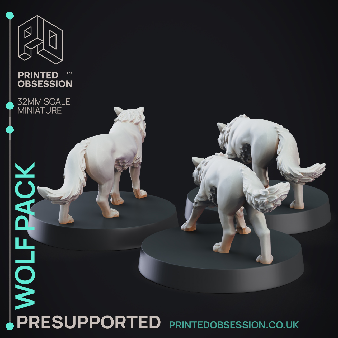 Wolf Pack - 3 models - PRESUPPORTED - 32mm scale