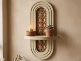 Boho Style Wall Shelf with Wicker Pattern - Modern Design-2