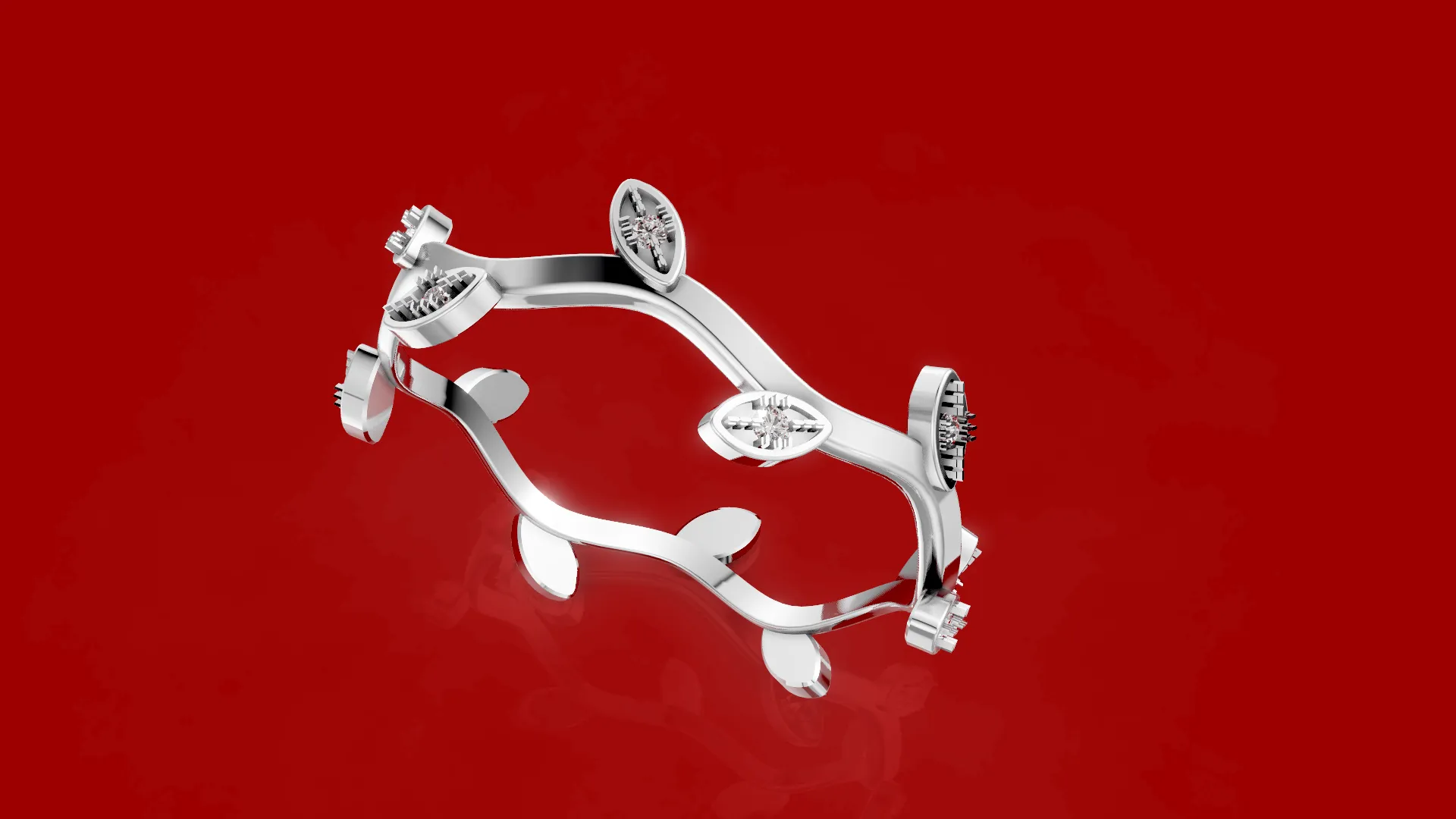 Wave Twig Leaf Ring