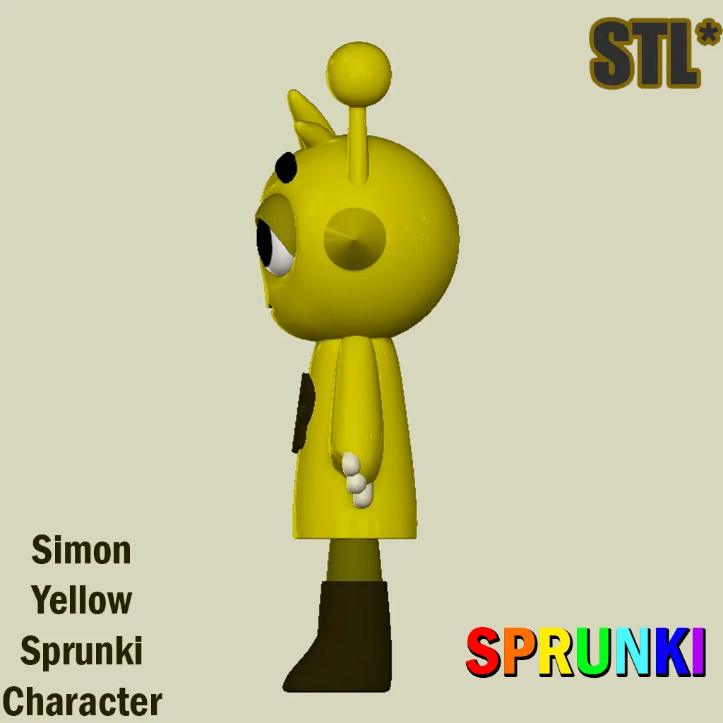 Simon Yellow STL Sprunki Incredibox STL 3D Character Fanart