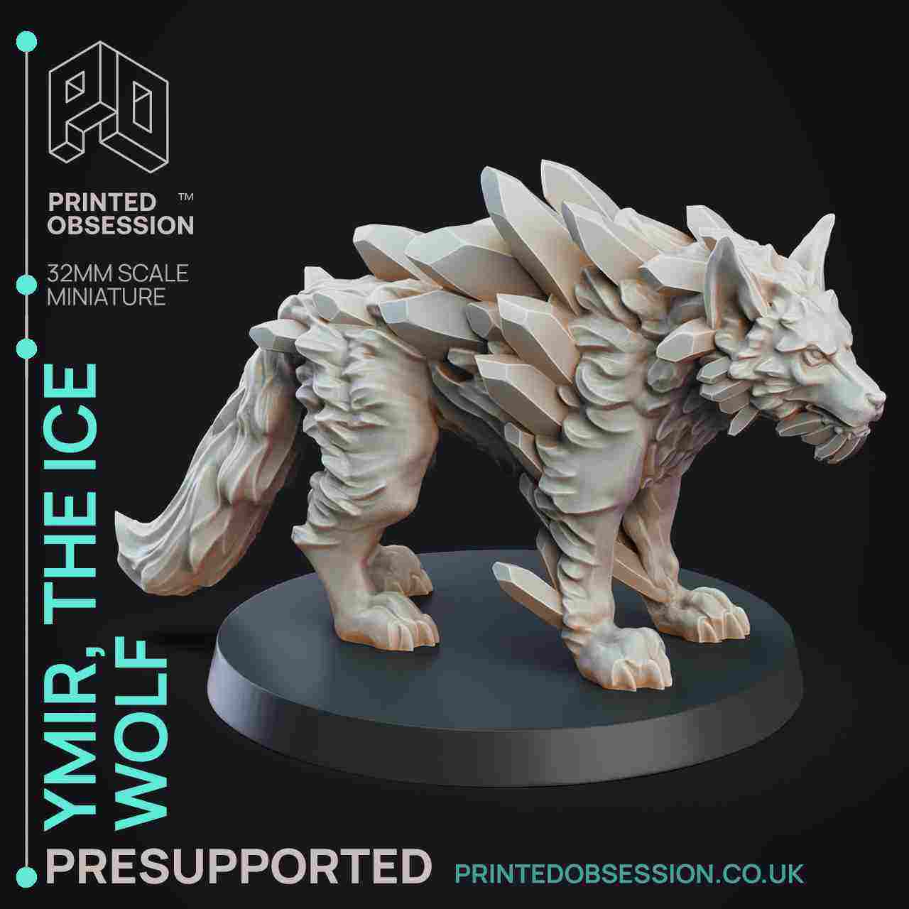 Ice Wolf - Monstrous Creature - PRESUPPORTED - 32mm Scale