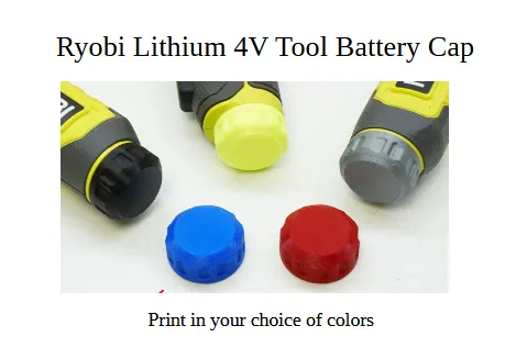 Replacement Battery Cap for Ryobi USB 4V Lithum Tools
