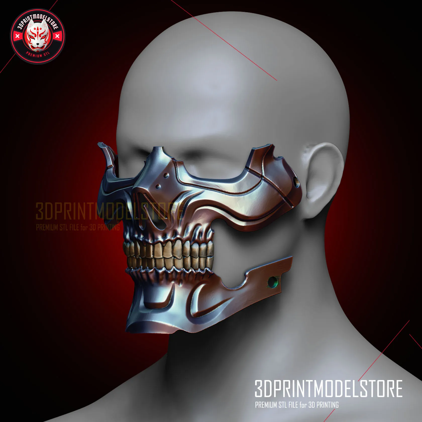 Terminator Zero Skull Half Mask - Premium STL for Cosplay
