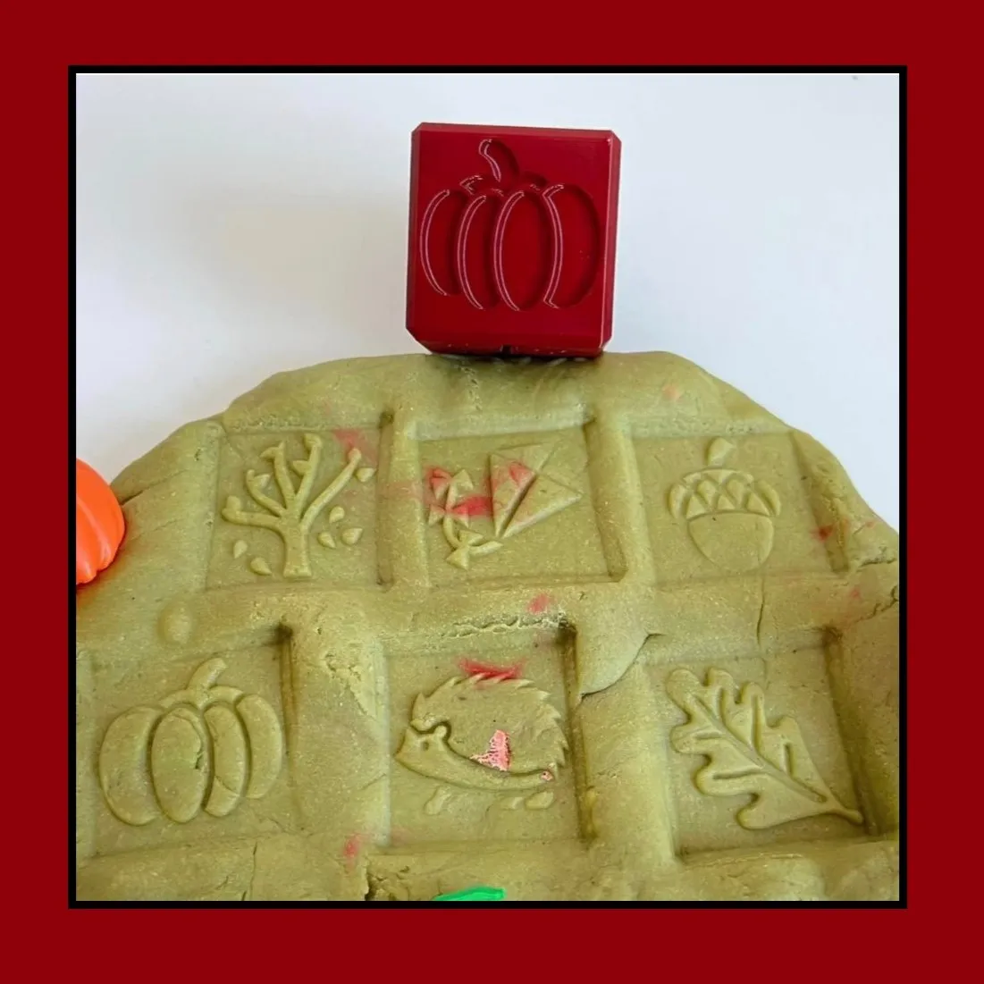 Educational Autumn Fall Impression/Stamp Cube for playdough