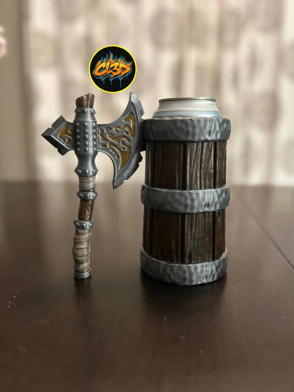 Sci-Fi Battle Axe Can Koozie - 12 ounce