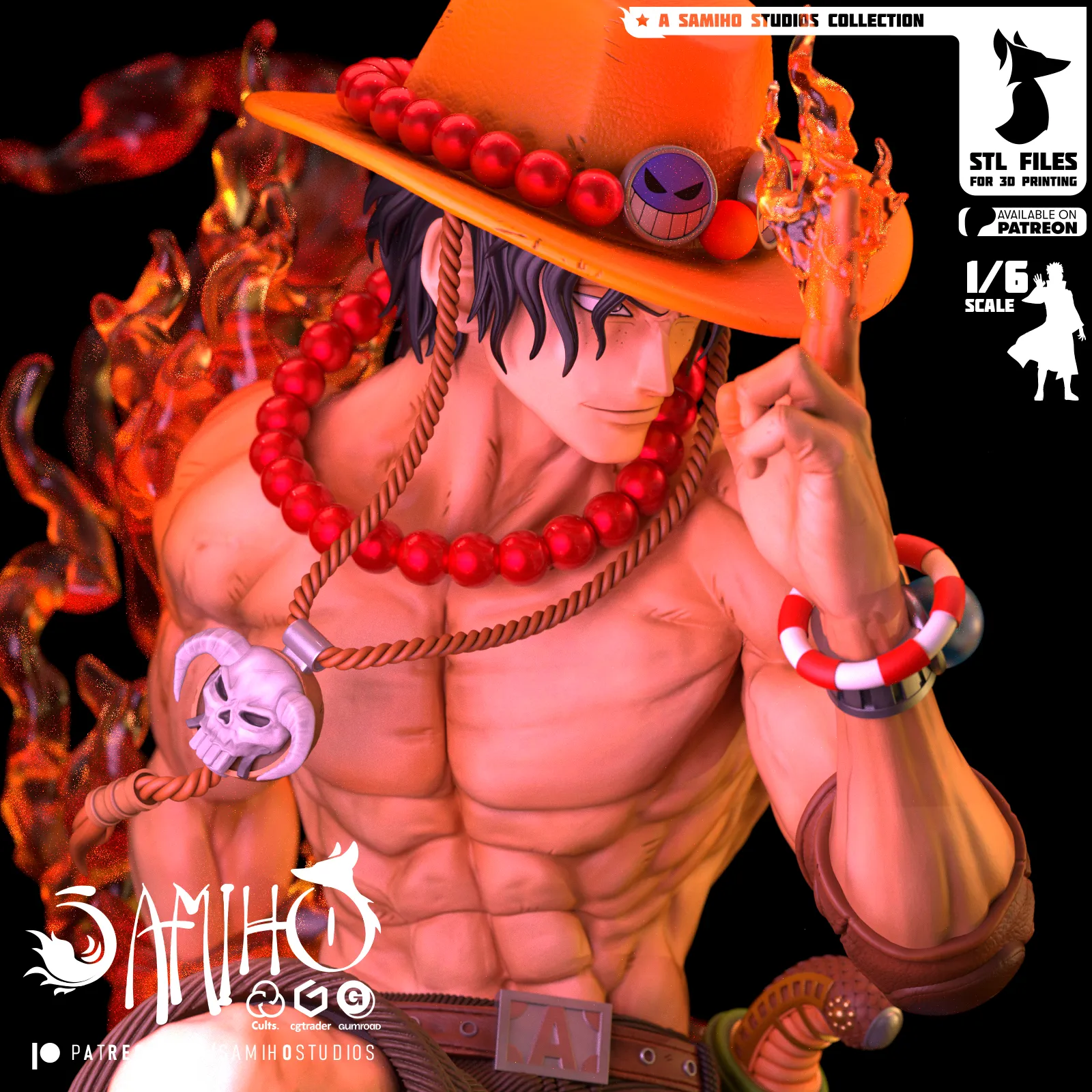 Samiho Studios - Fire Fist Ace: STLs ready for printing