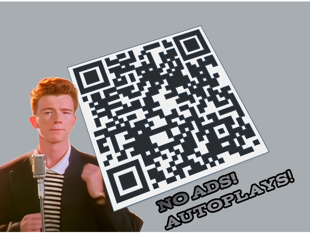 Rick Roll QR Code - Cute Chrome Dinosaur Version | Photographic Print