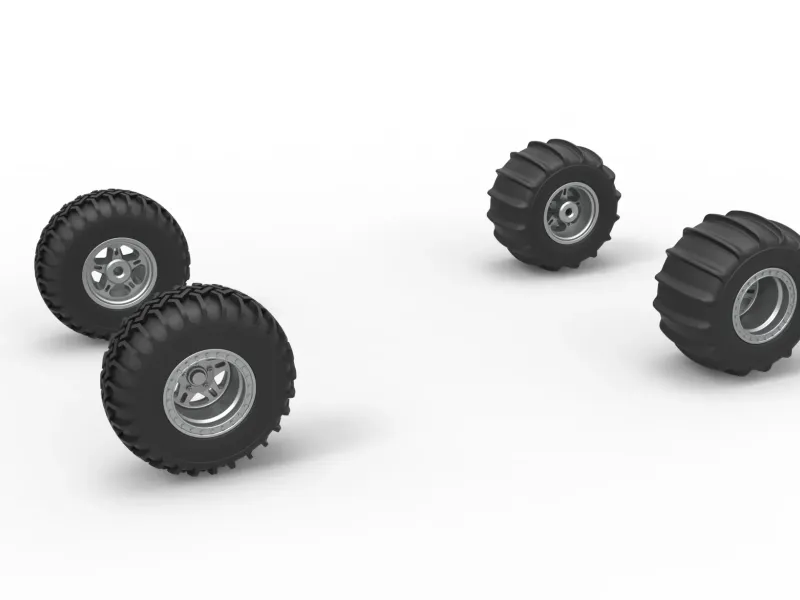 Wheel Set of Uphill Sand Racing Dragster V2 Scale 1:25