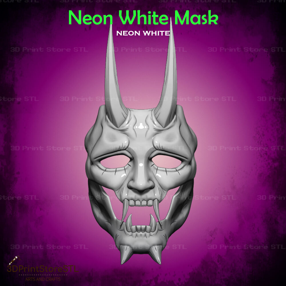 White Mask Cosplay Neon White Game - STL File | 3D models download ...