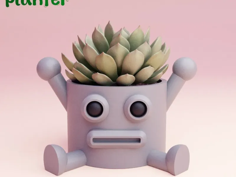 cute robot planter for home and desktop decoration