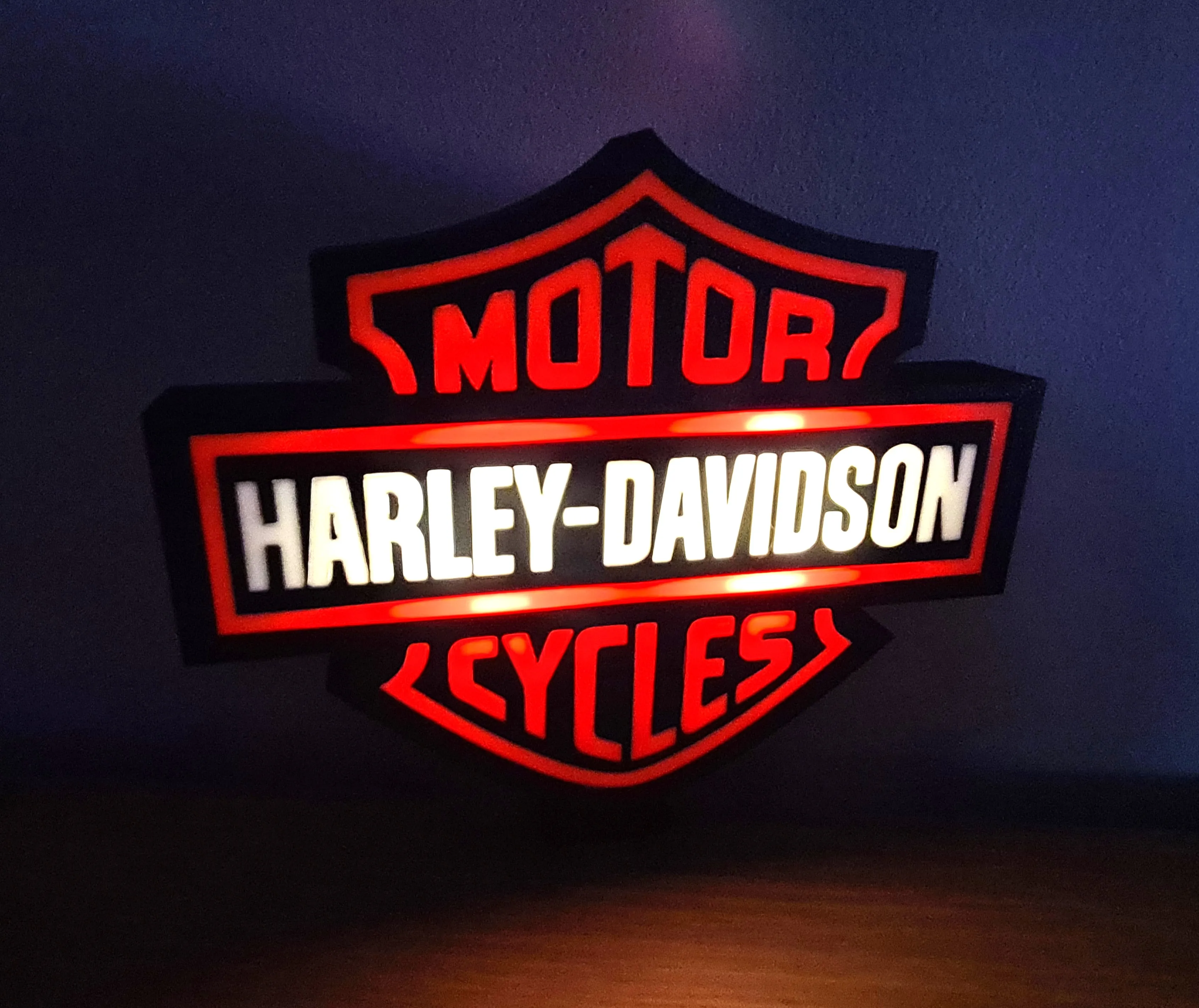 Harley Davidson Motorcycles Lightbox Wall Mounted Desk Stand