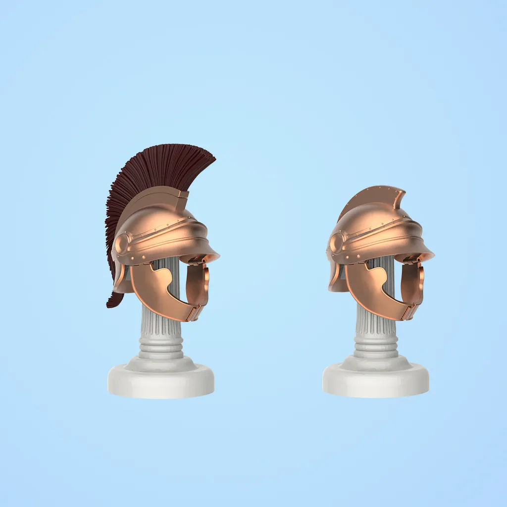 Attischer Helm vom Typ Melos mit einer Figur