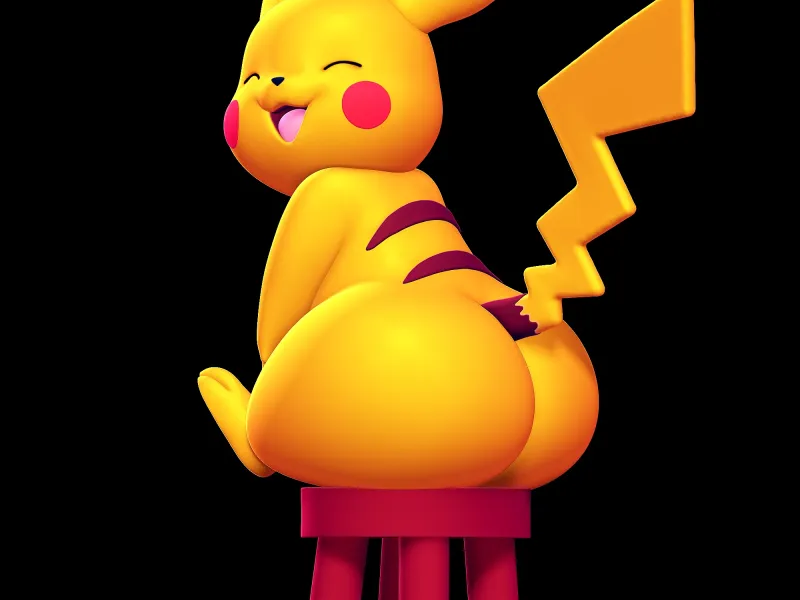 Pikachu Sitting on a Stool