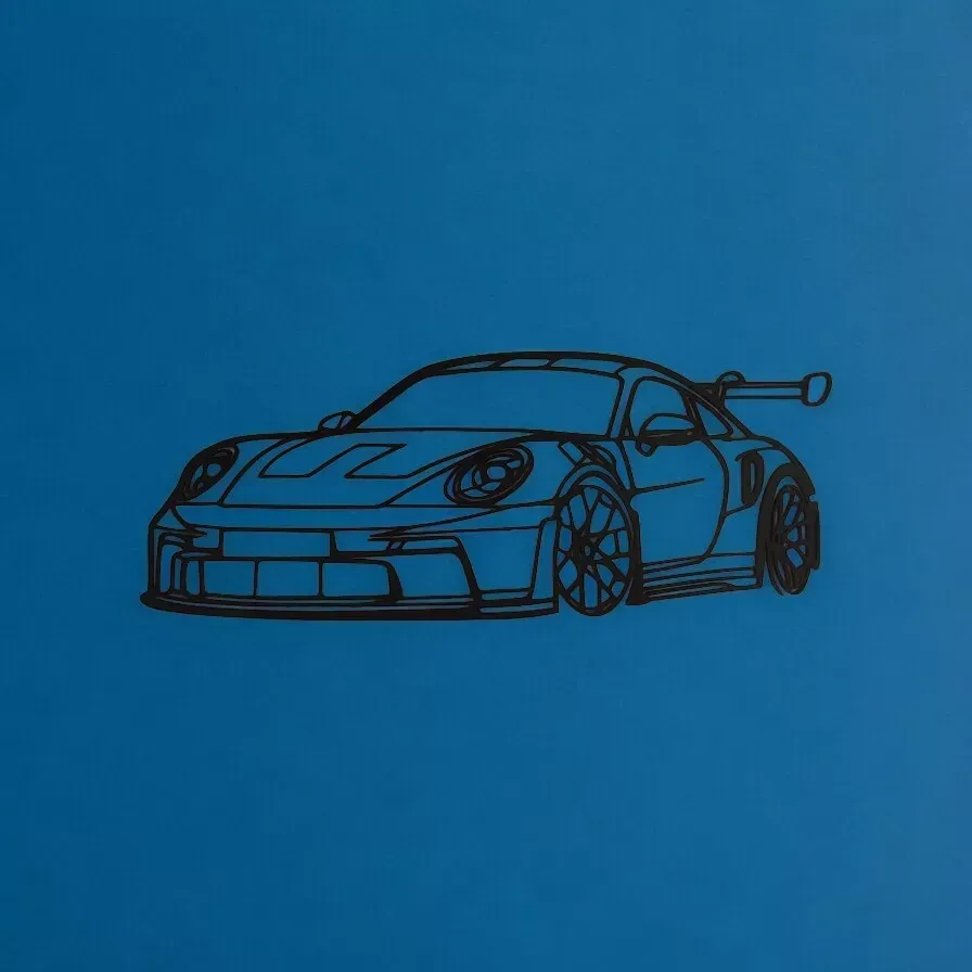 Porsche 911 GT3 RS 3D Printed Silhouette Wall Art
