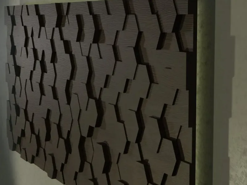 Decoração de parede em favo de mel - painel de madeira entalhada