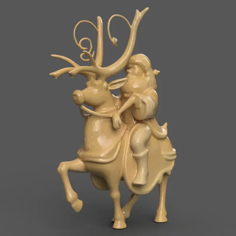 Santa Claus Riding Deer 3D Sculpture – Perfect Christmas Dec