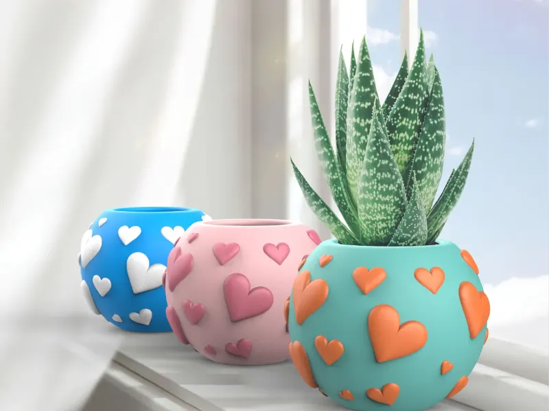 Vaso con motivo a cuore, decorazione romantica per San Valentino
