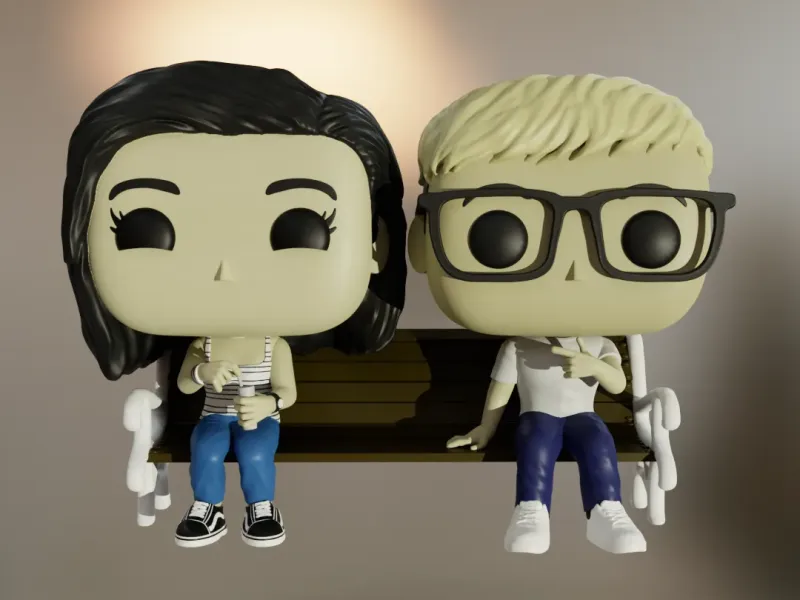 Funko Custom Pareja en banco