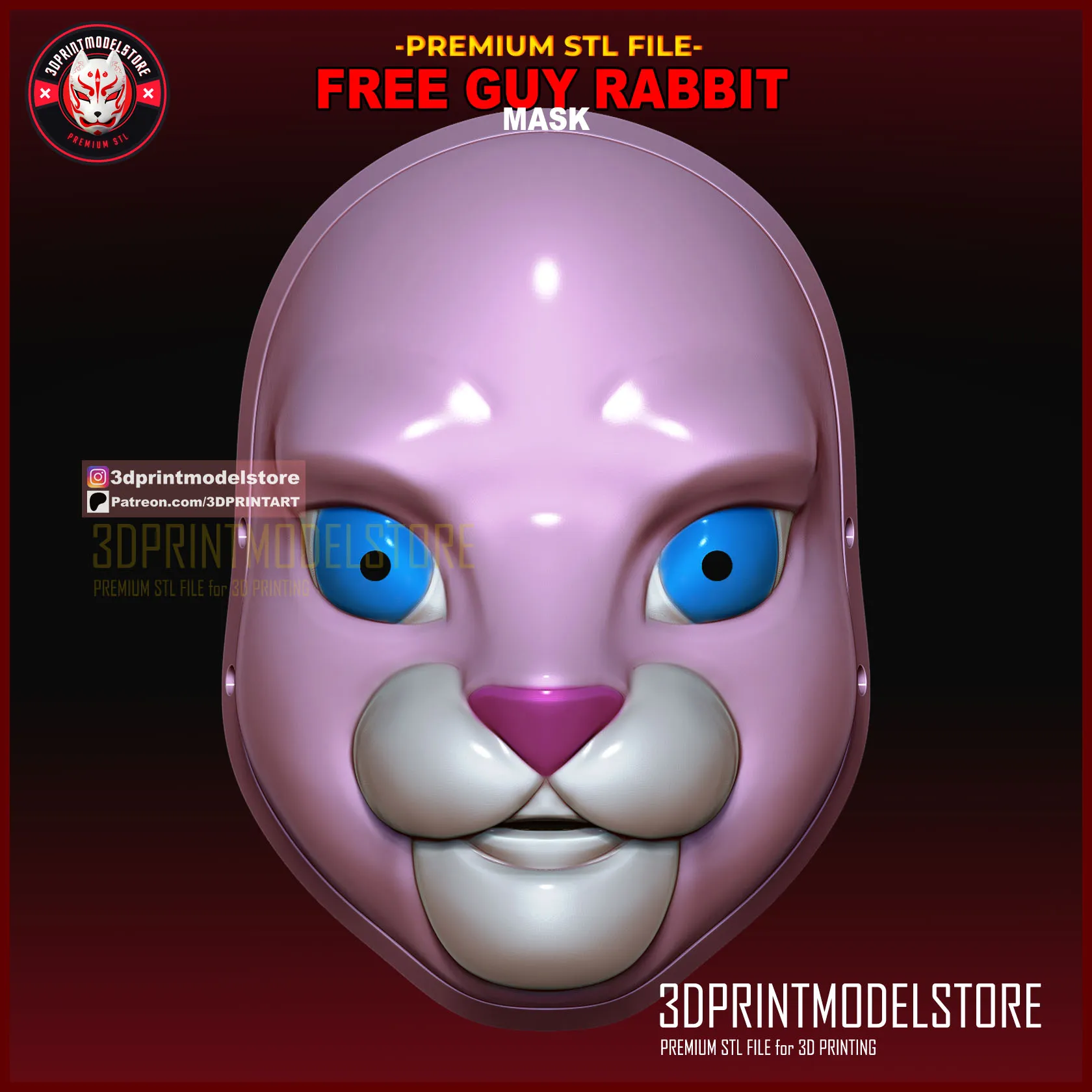 Guy Rabbit Skin Cosplay STL Download - Free Guy Rabbit Mask - Cosplay Mask - Halloween ...