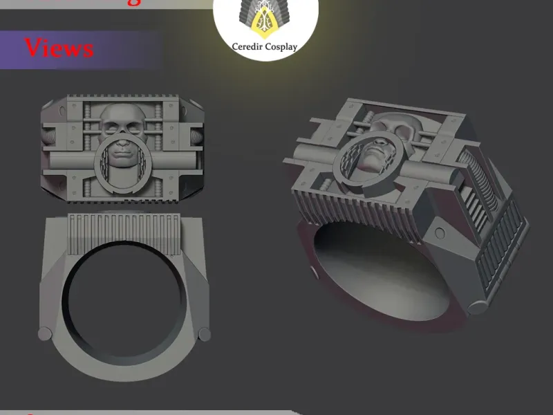 H.R. Giger Inspired Face Ring 3d digital file