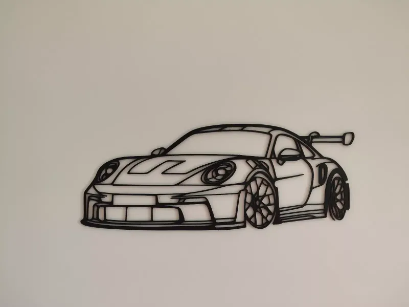 Porsche 911 GT3 RS 3D Printed Silhouette Wall Art