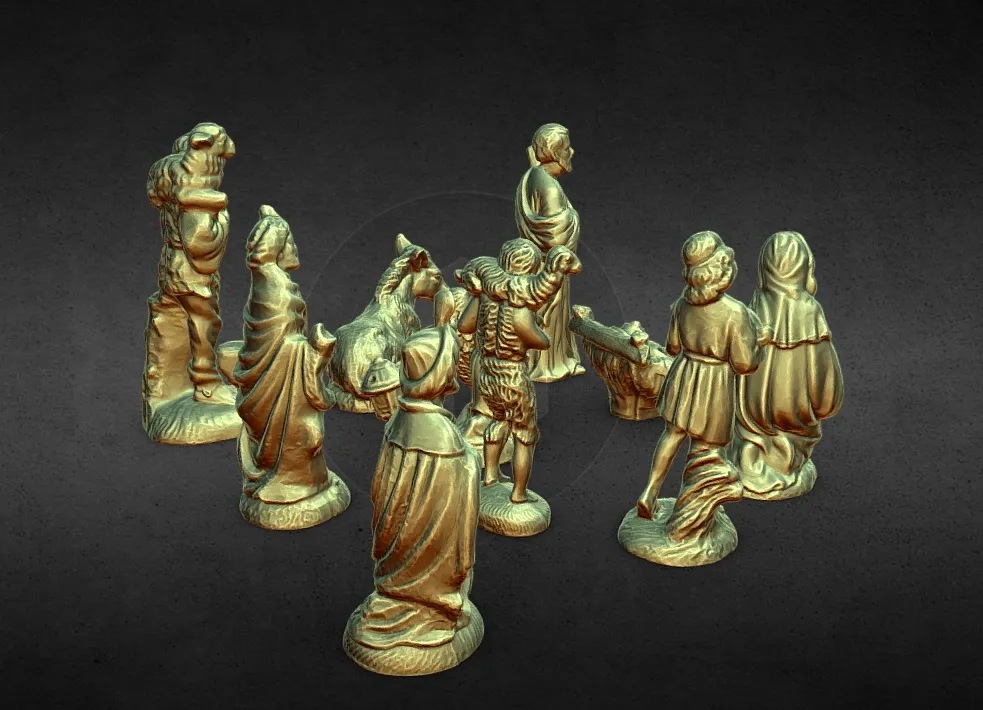 10 figurines baby jesus,mary,joseph,donkey wise man 1 AND 2