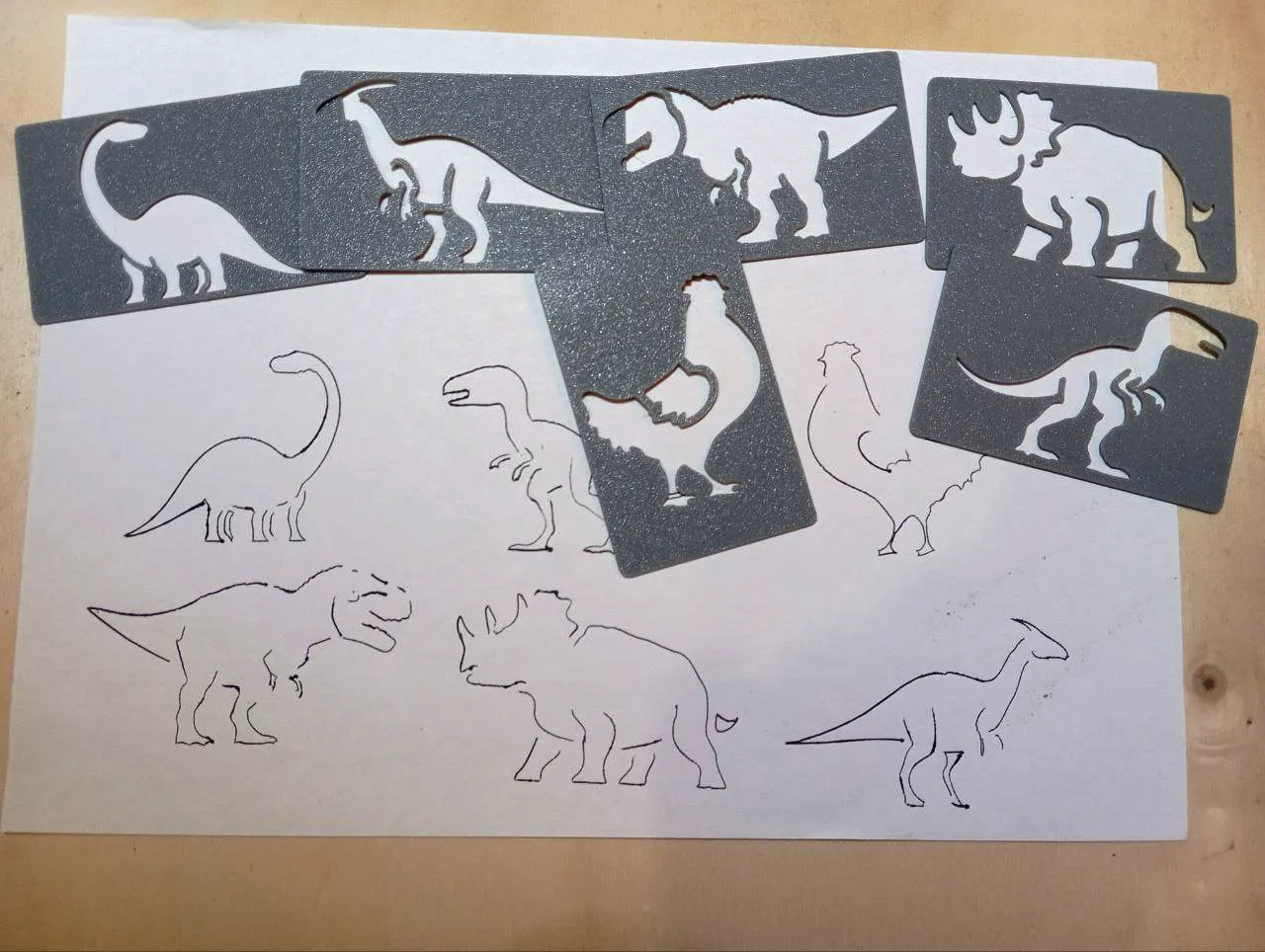 Dino Stencil Cards