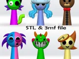 Sprunki Aurelia 3d Model Acid,Mer Bear,Pianosaurus,STL file-0