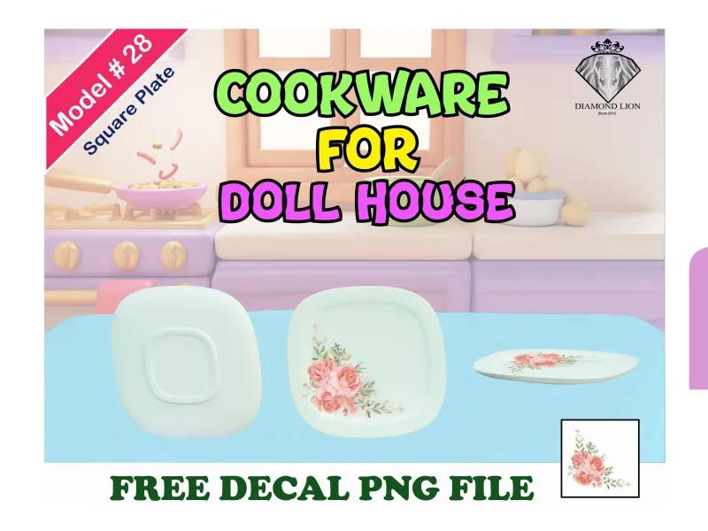 Square Dinner Plate With Free Decal