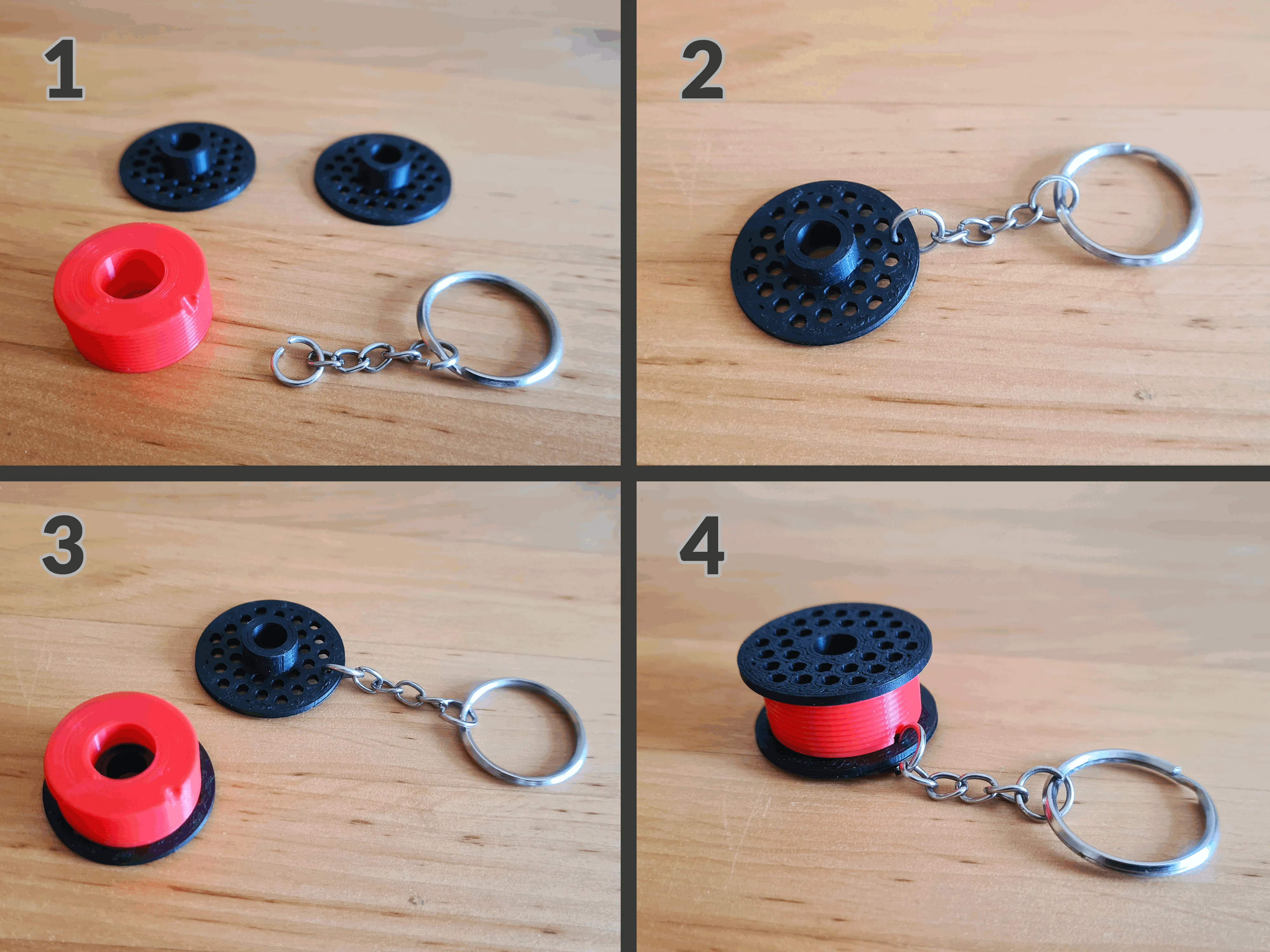 Filament spool keychain (with wall mount/holder)