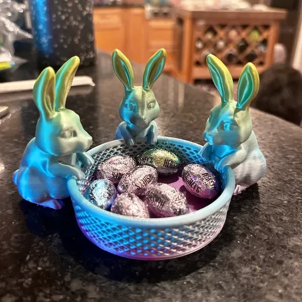 Panier de Pâques en forme de lapin, Cadeaux d'œufs de Pâques, Modèle de 3 lapins