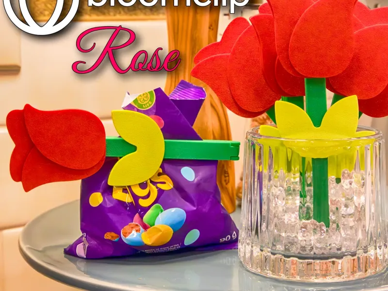 BloomClip Rose : Le clip à sac floral romantique
