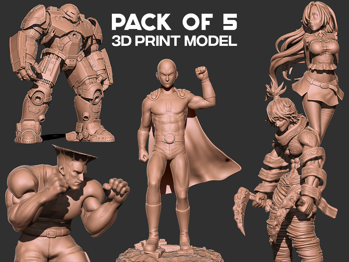 Anime Pack of 5 Figure 3D print model | 3D модели скачать | Creality Cloud